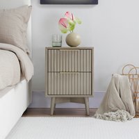 Monza - 2 Drawer Bedside Table with Fluted Front - Grey