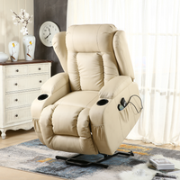 Caesar Electric Rise Recliner Winged Leather Armchair - Cream