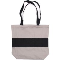 Two Tone Cotton Bag 38x42x12cm - Grey Black, 10oz Durable Tote - Black