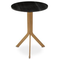 Varana Round Black Marble Top Table - Gold