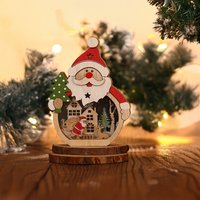 LED Santa Claus Wooden Decorations - Yellow / Wood, LED
