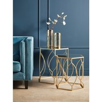 Avantis Set Of 2 Hexagon Champagne Finish Tables - Gold