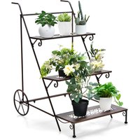 Costway 3-Tier Metal Plant Stand Pot Holder-Brass - Brass