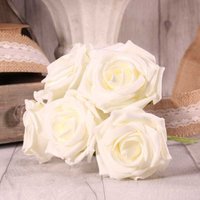 Bunch of 5 Foam Open Tea Rose - White