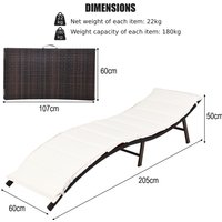 Costway 2PCS Folding Chaise Lounge-Red - Red