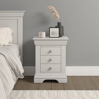 Bordeaux 3 Drawer Bedside (Fully Assembled) - Pebble Grey