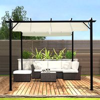 Outdoor Patio Pergola Retractable Canopy Garden Gazebo - Beige
