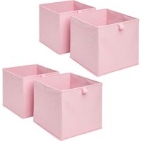 Plain Cube Fabric Storage Boxes - Pink / 4