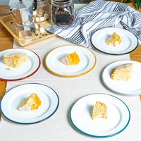 20cm White Enamel Side Plates - 6 Colours