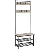 Yaheetech Metal Hall Tree with Shoe Storage Bench - Grey