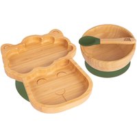 Children's Bamboo Suction Llama Dinner Set - Olive Green