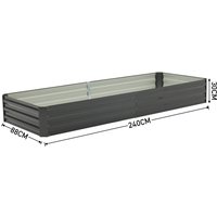 Outdoor Rectangular Metal Raised Garden Bed - Charcoal Black / 8kg