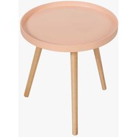 Round Scandi Wooden End Table - Peach