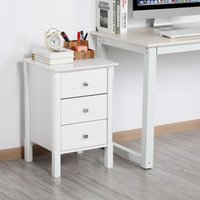 Set of 2 Modern 3 Drawer Bedside Table - White