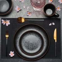12 Piece Kaiseki Black Speckle Dinner Set