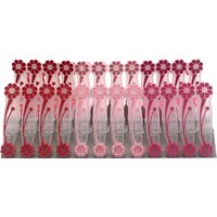 Pack of 24 Pink and Red Flower Pegs - Pink and Red