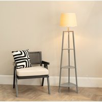 Hiru 3 Tier Shelf Floor Lamp with Scallop Shade - White / Bulb Included