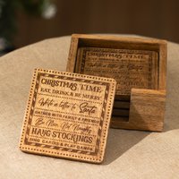 Christmas Time Coasters - Brown / Carols