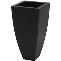 Black Galvanised Zinc Tall Tapered Cube Outdoor Planter - Black
