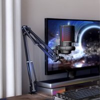 Adjustable Arm Condenser Microphone for Content Creators - Black