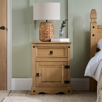 Corona Large 1 Door 1 Drawer Bedside - Pine