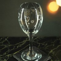 Engraved Set of 4 Pure Wine 11oz Hearts Pattern Design - Clear
