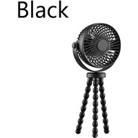 Flexible Tripod Clip Fan USB Rechargeable Mini Cooling Fan - Black
