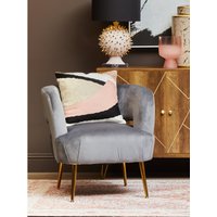Larissa Grey Velvet Curved Accent Chair - Grey
