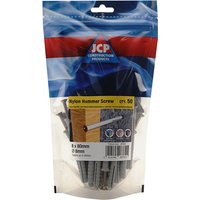 Jcp Fixings Nylon Hammer Screws Zyp 8 x 80mm - Bag of 50 - Box of 250 - Grey