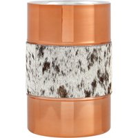 Albany Copper Finish and Hair on Leather Wine Cooler - Gold