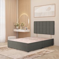Linen Fabric Divan Bed Base with 32" Austin Headboard Storage Drawer Options - Silver / Single / 0