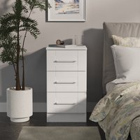 York Ready Assembled 3 Drawer Bedside Cabinet - White Ash