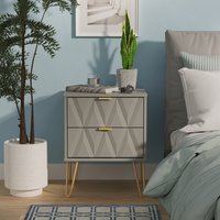 Diamond Ready Assembled 2 Drawer Bedside Cabinet - Dusk Grey