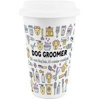 Novelty Dog Groomer Ceramic Travel Mug - Reusable Drinks Cup Gift - White