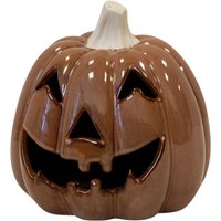 Four Candle Chocolate Brown Pumpkin Jack-O-Lantern Halloween Ornament