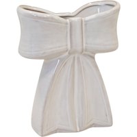 Four Candle Small White Ceramic Bow Vase