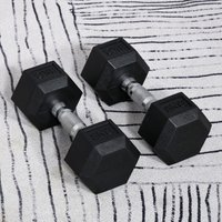 HOMCOM, Hex Dumbbell Rubber Weights Sets - Black / 8kg HOMCOM, Hex Dumbbell Rubber Weights Sets - Black / 8kg