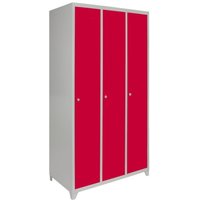 Metal Storage Lockers - Three Doors Wide, Red - Red
