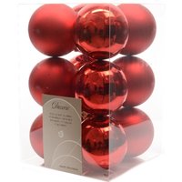 Decoris, 12 Christmas Red Christmas Tree Baubles - Red / 1 Decoris, 12 Christmas Red Christmas Tree Baubles - Red / 1