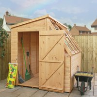 8ft x 6ft Wooden Greenhouse Shiplap Potting Shed - Brown