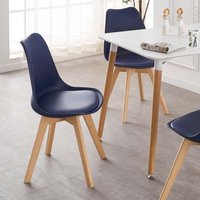 Set of 6 Lorenzo Retro Plastic Dining Chairs with Padded Seat Dining Room Chairs - Blue