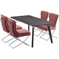 Trafalgar Cosmo LUX Dining Set Includes a Modern Table and 4 Chairs - Dark Pink