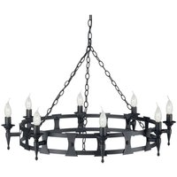 Saxon 8 Light Chandelier Black Finish, E14 - Black