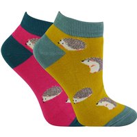 2 Pairs Cute Animal Pattern Soft Breathable Bamboo Trainer Socks - Black