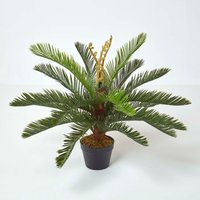 Homescapes Green Sago Palm Artificial Cycas Plant with Pot, 75 cm - Green