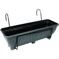 Balcony Fence Plain Back Planter Holder - Charcoal
