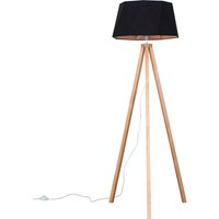 Barbro Light Wood Floor Lamp With Toke BlackCopper Shade - Black