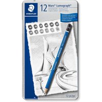 STAEDTLER Mars Lumograph Graphite Pencils - Tin of 12 - Grey