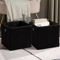 Pack Of Boucle Cube Storage Boxes - Black / 4l