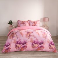 Marble Duvet Cover Set - Pink / Double